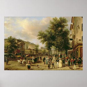 Uitzicht van Boulevard Montmartre, Parijs, 1830 Poster