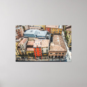 Uitzicht van boven van kleurrijke gevels van gebou canvas afdruk