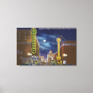 Uitzicht van Broadway bij nacht Canvas Afdruk