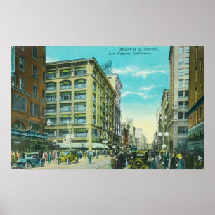 Uitzicht van Broadway en zevende hoek Poster