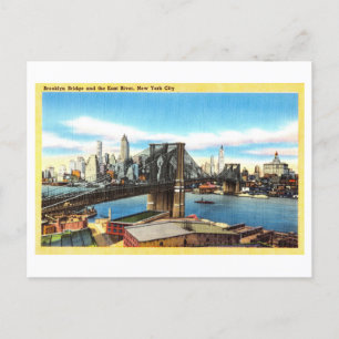  Uitzicht van Brooklyn Bridge en East River Briefkaart