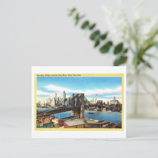 Uitzicht van Brooklyn Bridge en East River Briefkaart (Staand voorkant)