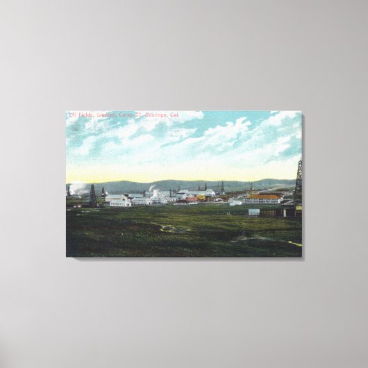 Uitzicht van Camp 27 Olievelden: Coalinga, CA Canvas Afdruk (Voorkant)