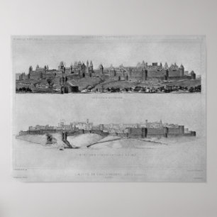 Uitzicht van Carcassonne aan de westzijde Poster