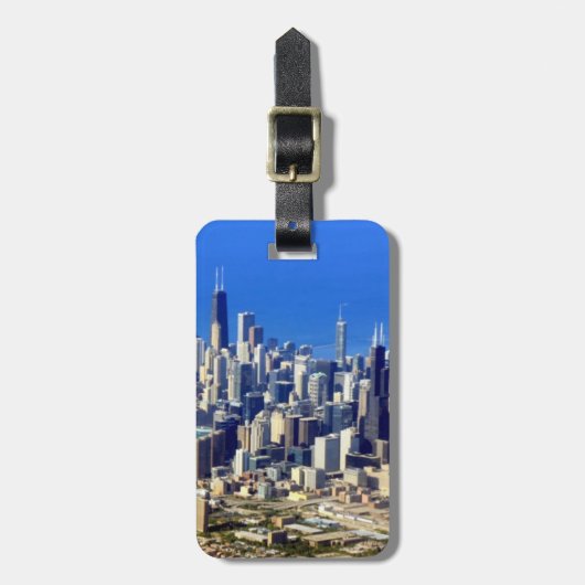 Uitzicht van Chicago binnenstad met meer Bagagelabel (Voorkant verticaal)