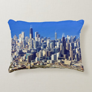 Uitzicht van Chicago binnenstad met meer Decoratief Kussen