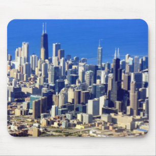 Uitzicht van Chicago binnenstad met meer Muismat