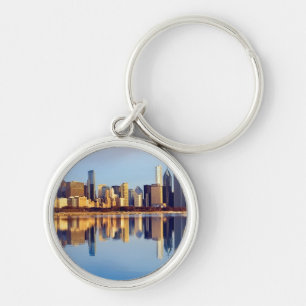 Uitzicht van Chicago skyline met reflectie Sleutelhanger