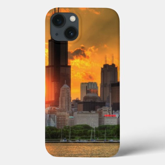 Uitzicht van Chicago's skyline van Adler Case-Mate iPhone Case (Achterkant)