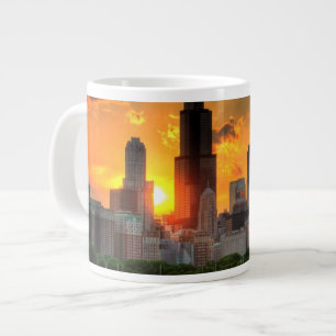 Uitzicht van Chicago's skyline van Adler Jumbo Beker