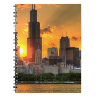 Uitzicht van Chicago's skyline van Adler Notitieboek