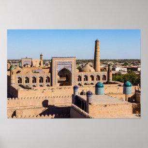 Uitzicht van Citadel Kunya-ark - Khiva, Oezbekista Poster