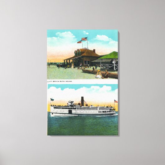 Uitzicht van Cliff Beach House Canvas Afdruk (Voorkant)