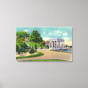 Uitzicht van Coles Hill en Plymouth Rock Portico Canvas Afdruk