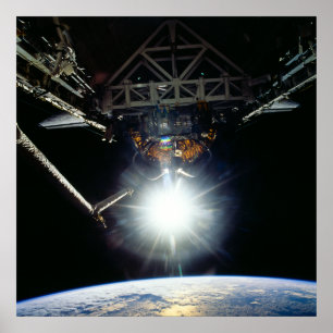 Uitzicht van de aarde van de Space Shuttle Endeavo Poster