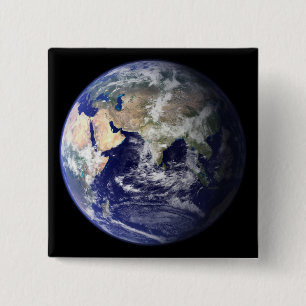 Uitzicht van de aarde vanuit de ruimte vierkante button 5,1 cm