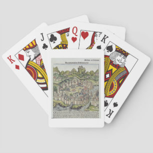Uitzicht van de afgeroepen stad Constantinopel uit Pokerkaarten