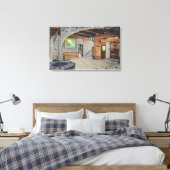 Uitzicht van de Amerikaanse, Britse en Franse vlag Canvas Afdruk (Insitu (Slaapkamer))