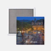Uitzicht van de avond Bilbao. Magneet (Voorkant / Achterkant)