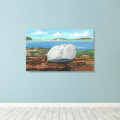 Uitzicht van de baai en de balanssteen van de Fran Canvas Afdruk (Insitu (Houten vloer))