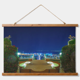 Uitzicht van de bahá’í-terrassen van de boog. hangend wandkleed