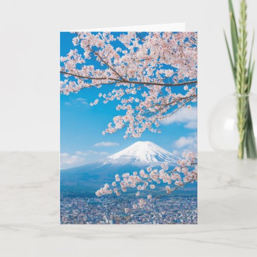 Uitzicht van de berg Fuji met Cherry Blossom Kaart (Voorkant)