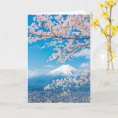 Uitzicht van de berg Fuji met Cherry Blossom Kaart (Gele Bloem)