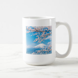Uitzicht van de berg Fuji met Cherry Blossom Koffiemok