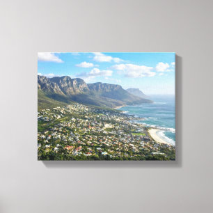 uitzicht van de berg met zee canvas afdruk