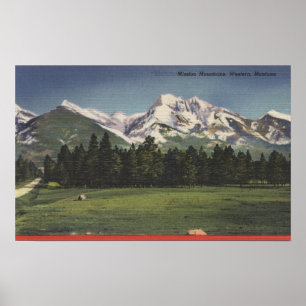 Uitzicht van de berggebieden van de missie in Mont Poster