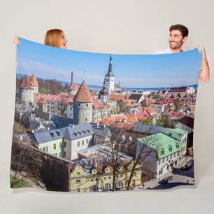 Uitzicht van de binnenstad van Tallinn Fleece Deken