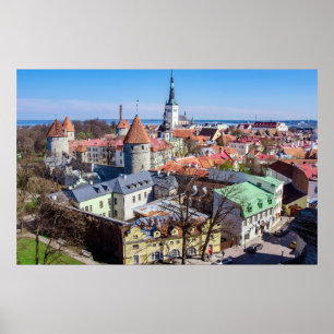 Uitzicht van de binnenstad van Tallinn Poster