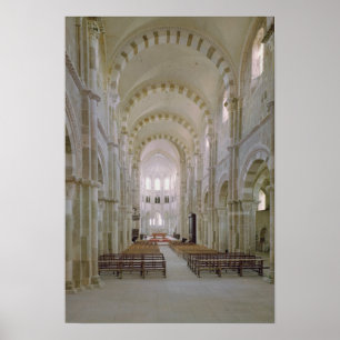 Uitzicht van de binnenzijde van de nave, c.1120-50 poster