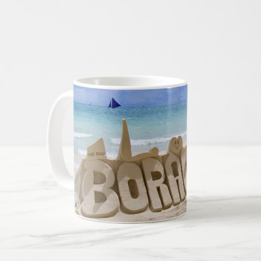 Uitzicht van de Boracay Filipijnen over het strand Koffiemok (Voorkant links)