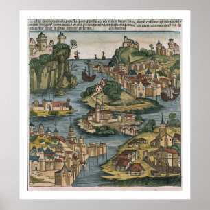 Uitzicht van de Bosporus dat vanuit het Zwarte Zee Poster