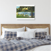 Uitzicht van de Boston Common Frog Pond Canvas Afdruk (Insitu (Slaapkamer))