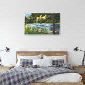 Uitzicht van de Boston Common Frog Pond Canvas Afdruk (Insitu (Slaapkamer))