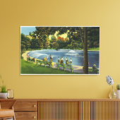 Uitzicht van de Boston Common Frog Pond Canvas Afdruk (Insitu (Woonkamer))