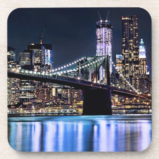 Uitzicht van de Brooklyn bridge-reflectie in New Y Drankjes Onderzetter