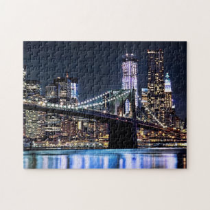 Uitzicht van de Brooklyn bridge-reflectie in New Y Legpuzzel