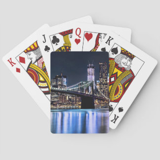 Uitzicht van de Brooklyn bridge-reflectie in New Y Pokerkaarten