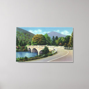 Uitzicht van de brug over de Deerfield Canvas Afdruk