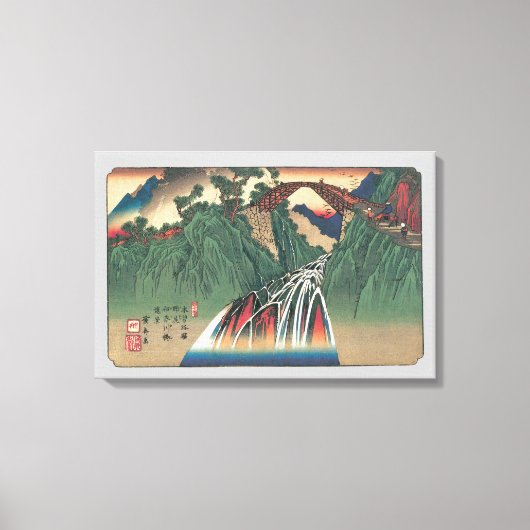 Uitzicht van de brug over de rivier de Ina, Nojiri Canvas Afdruk (Voorkant)