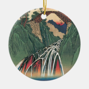 Uitzicht van de brug over de rivier de Ina, Nojiri Keramisch Ornament