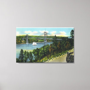 Uitzicht van de brug Waldo-Hancock Canvas Afdruk