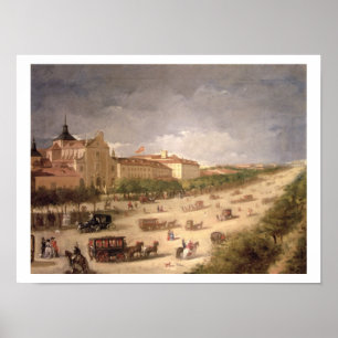 Uitzicht van de Calle de Alcala, Madrid (olie op h Poster