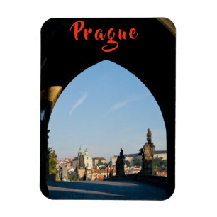 Uitzicht van de Charles-brug in Praag - Tsjechisch Magneet
