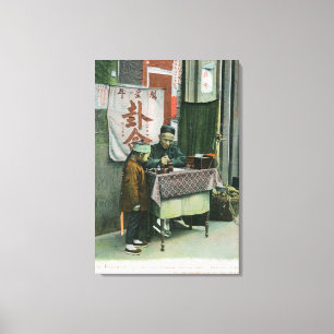 Uitzicht van de Chinese Fortune Teller op bureau Canvas Afdruk