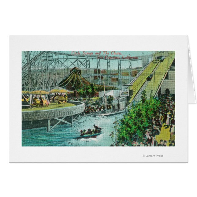 Uitzicht van de cirkelschommelingen en de Chutes (Voorkant Horizontaal)