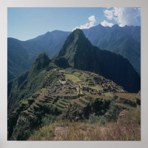 Uitzicht van de citadel bij Machu Picchu Poster